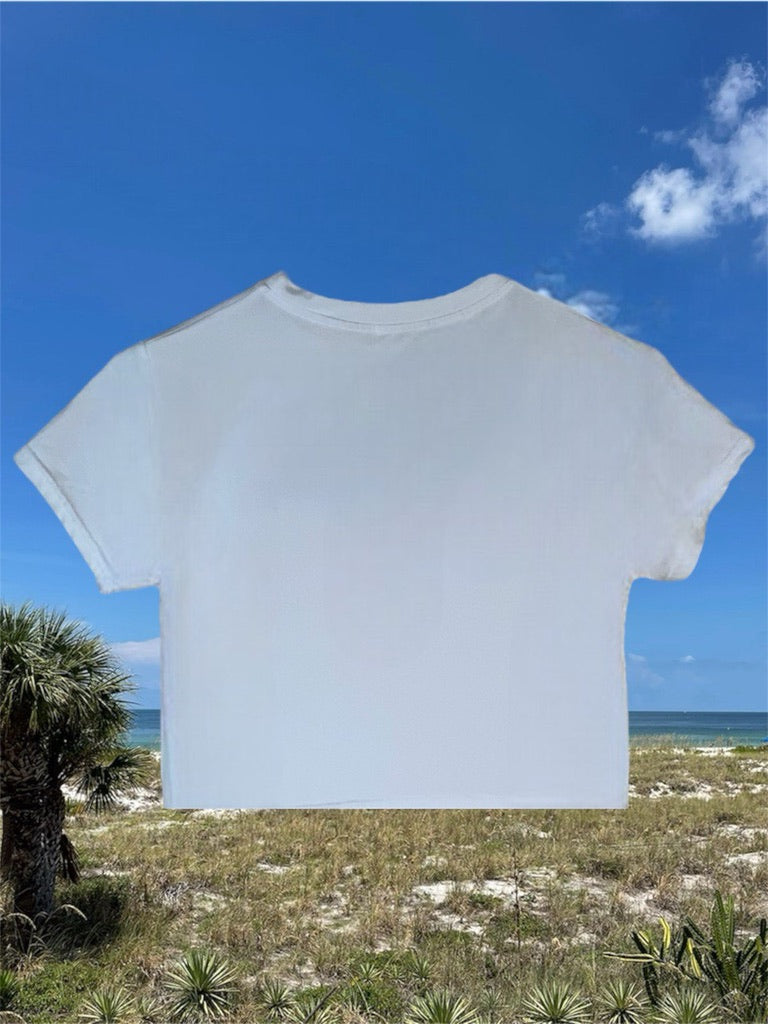 Women’s Original White Crop Top by Sharkey’s EcoWear