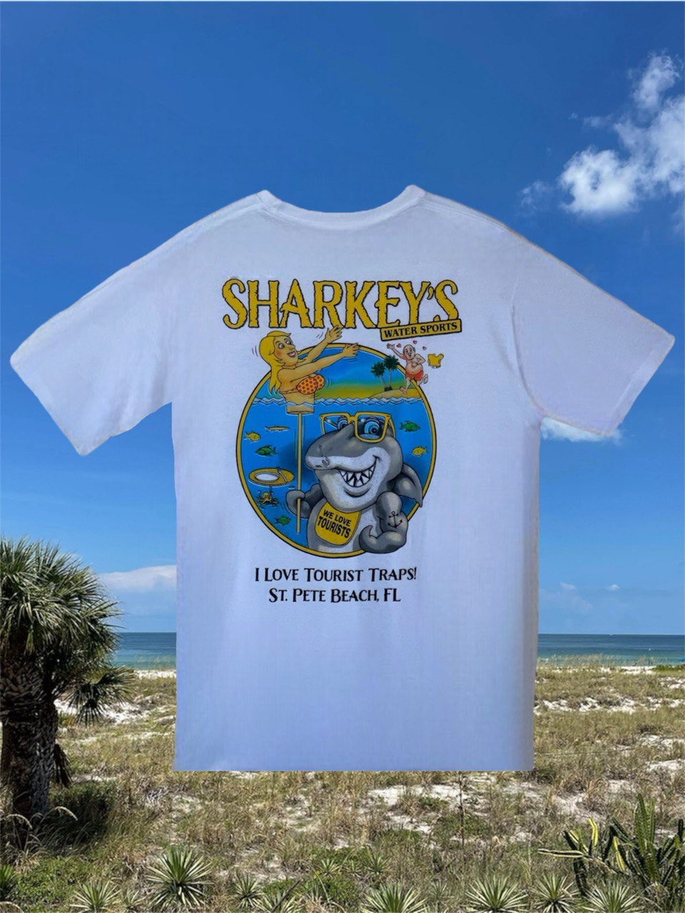 Sharkey’s Souvenir T-Shirt, “I Love Tourist Traps”