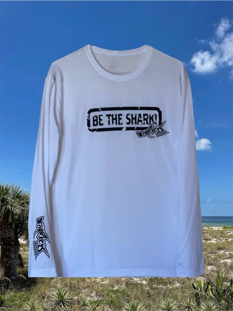 SPF 50 Long Sleeve Print "Be the Shark" Shirt by Sharkeys Ecowear