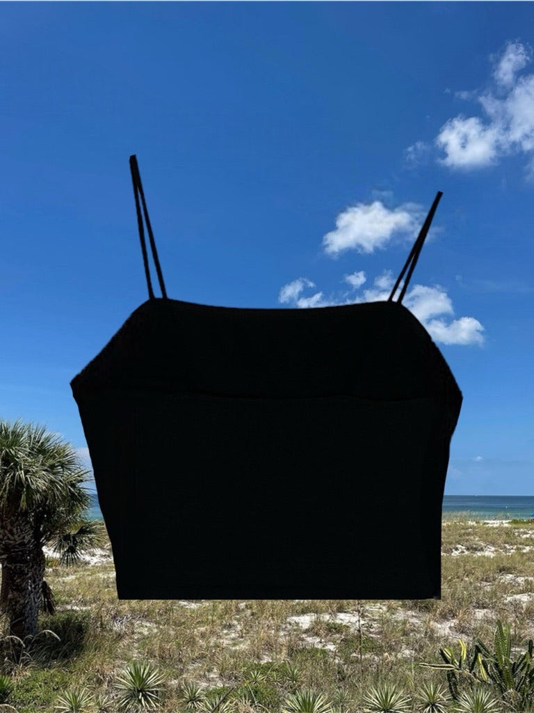 Women’s Black "Be the Shark" Spaghetti Strap Crop Top