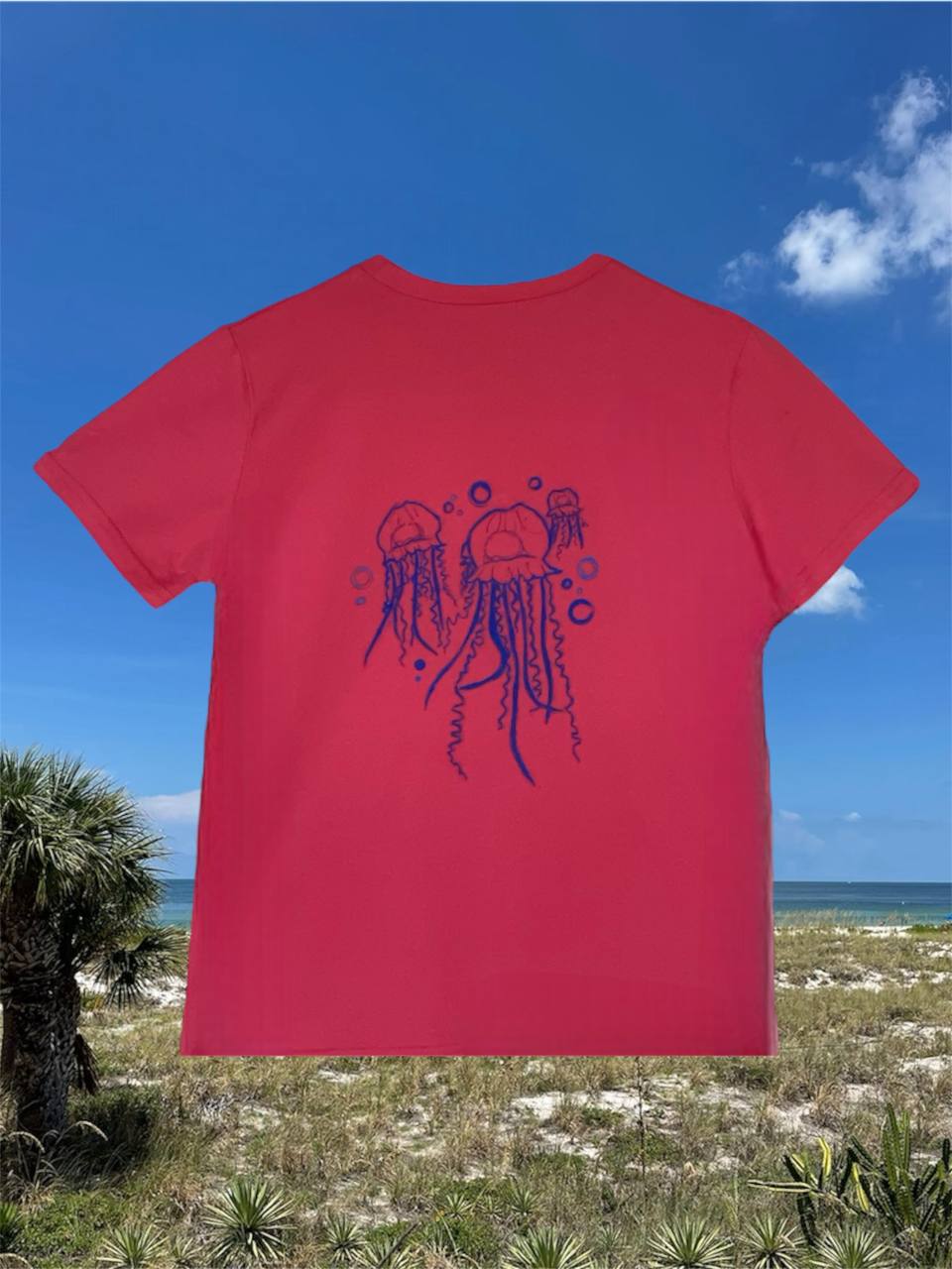 Custom Painted Sea-Life Pink "Jellyfish" Shirt