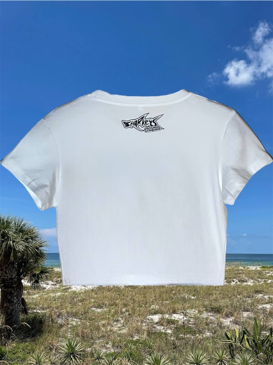Women’s White "Be the Shark" Crop Top