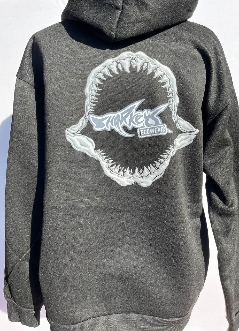 Women’s Jaws Design Black Hoodie by Sharkey’s EcoWear