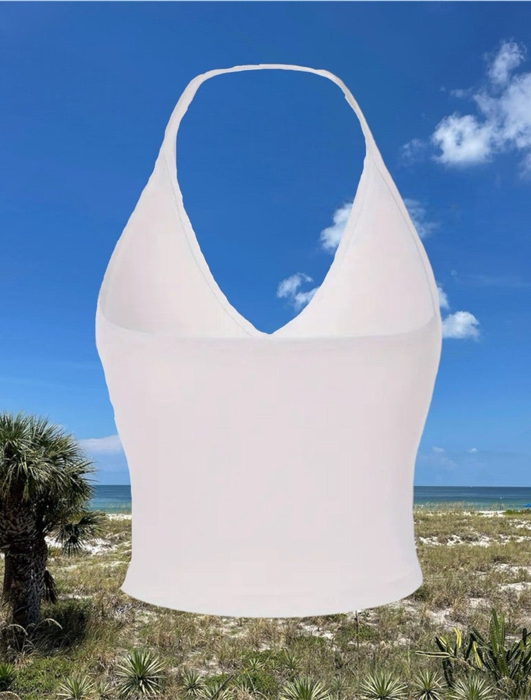 WOMENS WHITE SHARKEYS HALTER TOP