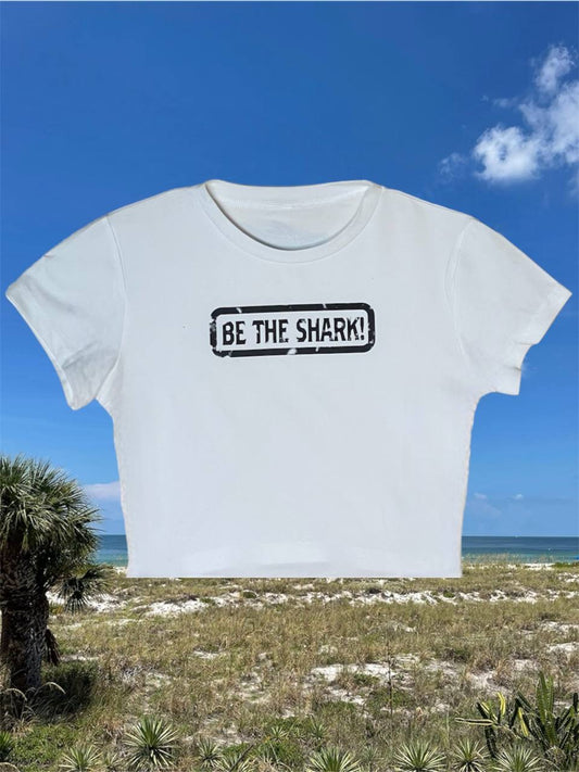 Women’s White "Be the Shark" Crop Top